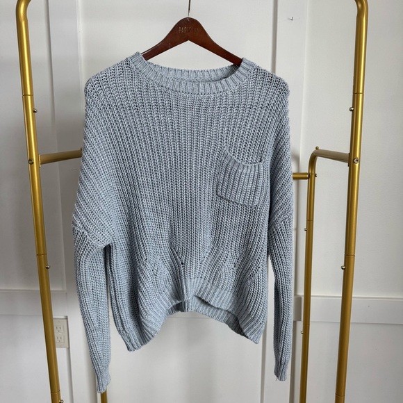 Rag Poets Blue Knit oversized slouchy light weight Sweater W Sz M - Picture 1 of 7